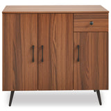 Sideboard Buffet Cabinet with 3 Doors and Pullout Drawer Adjustable Shelves-Walnut