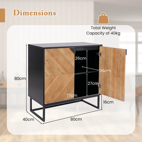 Sideboard Buffet Cabinet with Storage and shelf for Living Room-Black