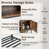 Sideboard Buffet Cabinet with Wine Racks and Storage Shelves-Rustic Brown