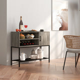 Sideboard Buffet Cabinet with Wine Racks and Storage Shelves-Grey