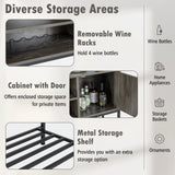 Sideboard Buffet Cabinet with Wine Racks and Storage Shelves-Grey