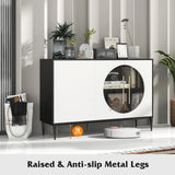 Sideboard Cabinet with Tempered Glass Door for Living Room Dining Room Kitchen-White