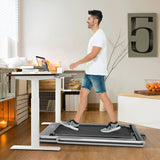 2-in-1 Folding Under Desk Treadmill with Dual LED Display-Silver