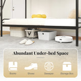 Single Bunk Bed with Ladder and Full-length Guardrails for Teens Adults-Black-Single Size