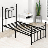 Single/Double/King Size Metal Bed Frame with Headboard-Black-Single Size