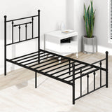 Single/Double/King Size Metal Bed Frame with Headboard-Black-Single Size