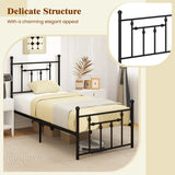 Single/Double/King Size Metal Bed Frame with Headboard-Black-Single Size