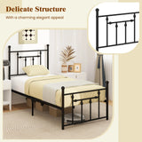 Single/Double/King Size Metal Bed Frame with Headboard-Black-Single Size