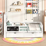 Single/Double Size Bed Frame with 2 Storage Drawers White-Single Size