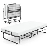 Folding Bed 190x90cm with Mattress Single Extra Bed with Memory Foam Metal Frame Lockable Caster Bed