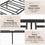 12 Metal Slats Supported Bed Frame with Headboard and Footboard-Single