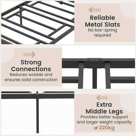 12 Metal Slats Supported Bed Frame with Headboard and Footboard-Single