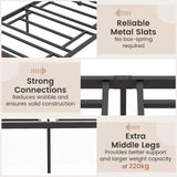 12 Metal Slats Supported Bed Frame with Headboard and Footboard-Single