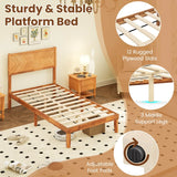 Single/King Size Mid-Century Acacia Wood Bed Frame with Headboard-Single Size