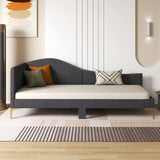 Single Size Upholstered Daybed Rivet-Tufted Platform Bed with Metal Legs-Grey