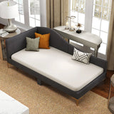 Single Size Upholstered Daybed Rivet-Tufted Platform Bed with Metal Legs-Grey