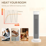 HOMCOM 2000W Ceramic Electric Heater with 3 Heat Settings, Timer - White