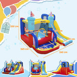 Outsunny 4 in 1 Kids Bouncy Castle Large Sailboat Style Inflatable House Slide Trampoline Water Pool Climbing Wall with Blower Carrybag for Kids Age 3-8, 2.65 x 2.6 x 2m