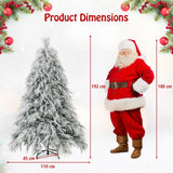 145 CM Feet Flocked Christmas Tree with 150 Warm White LED Lights-M