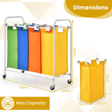 136L Large Capacity 4-Section Laundry Sorter