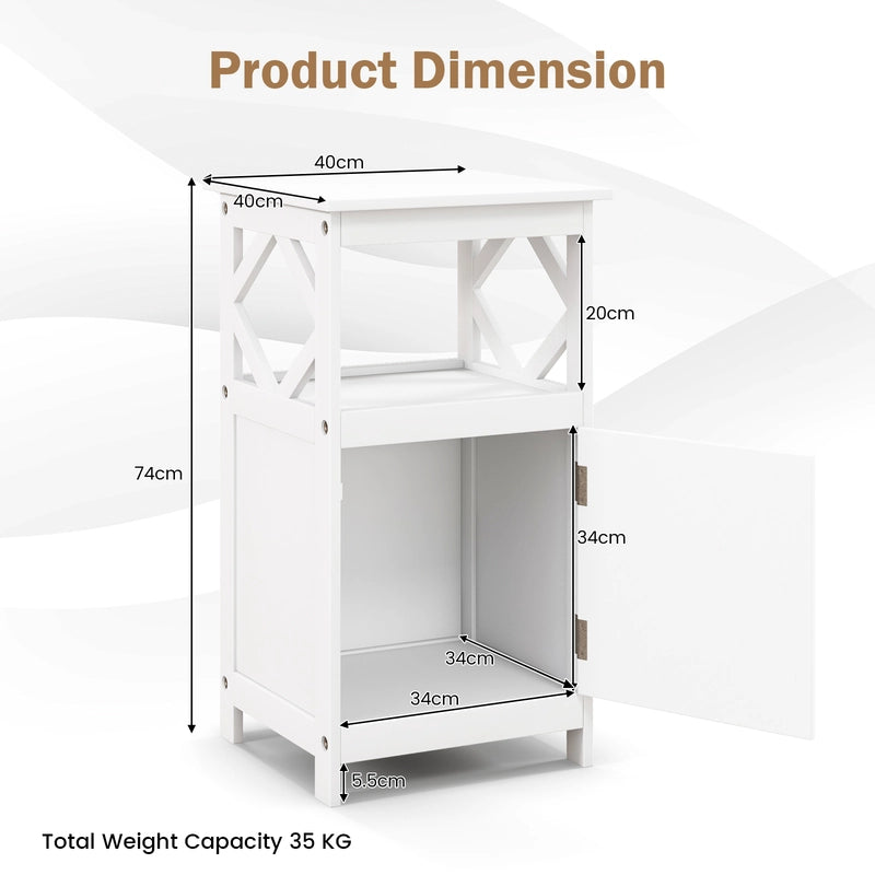 Single Door Storage Cabinet with Open Compartment for Home Living