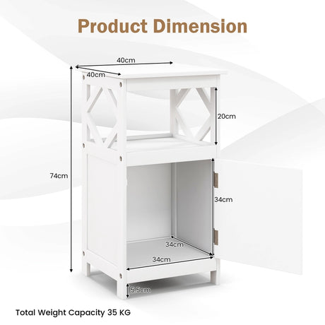 Single Door Storage Cabinet with Open Compartment for Home Living