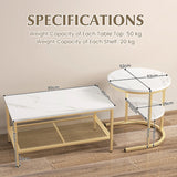 Set of 2 Nesting Coffee Table with Extra Storage Shelf for Living Room-Golden