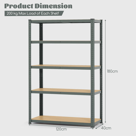 5-Tier Heavy Duty Metal Shelving Unit with 2200 LBS Total Load Capacity-Gray