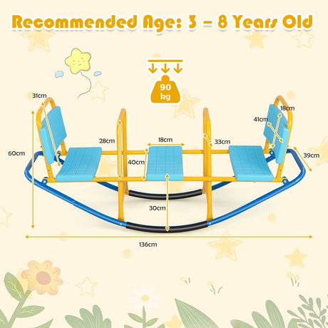 Outdoor Kids Seesaw Swivel Teeter for 3 to 8 Years Old-Blue