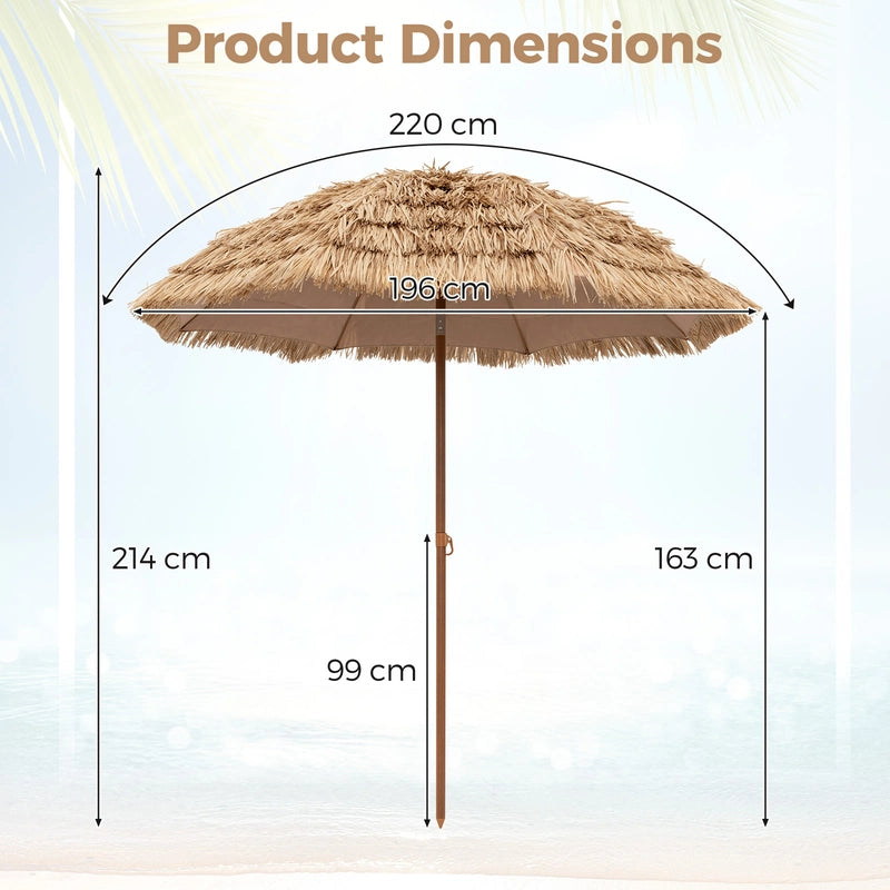 196 cm Hula Thatched Tiki Umbrella with Tilt