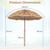 196 cm Hula Thatched Tiki Umbrella with Tilt