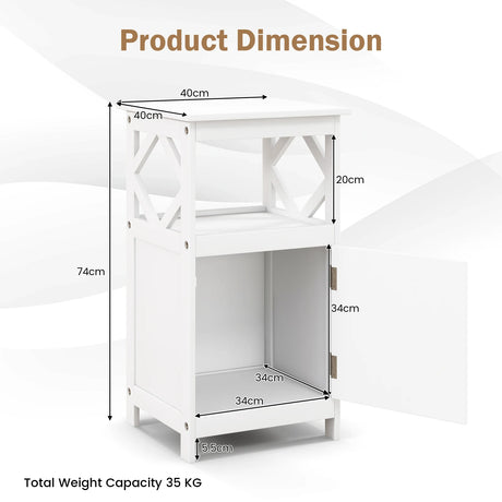Single Door Storage Cabinet with Open Compartment for Home Living