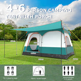 6/8/10-Person Camping Tent with Porch and Rainfly-S