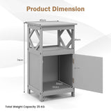 Bathroom Floor Cabinet Side Storage Organizer with Open Shelf and Single Door-Gray