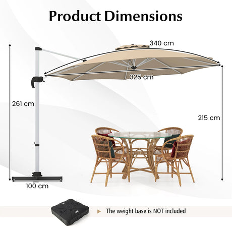 325 cm Outdoor Patio Umbrella with 360 Rotation-Beige