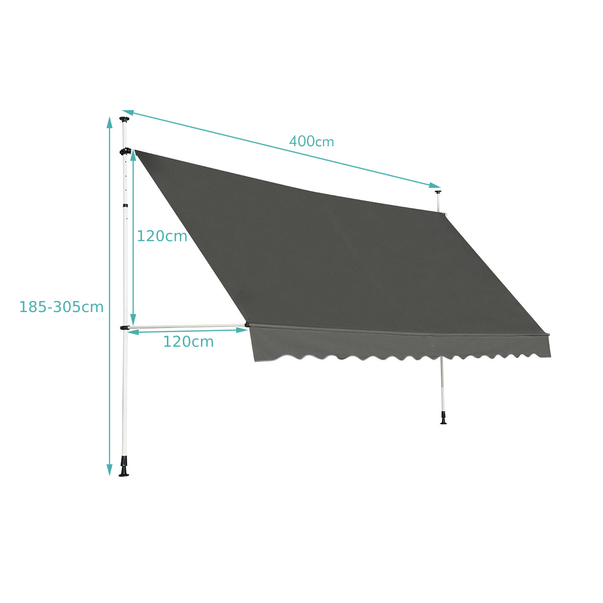 Telescopic strut balcony awning 395x120cm