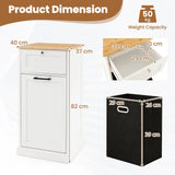 Freestanding Tilt Out Laundry Cabinet with Basket-White