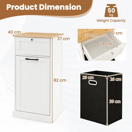 Freestanding Tilt Out Laundry Cabinet with Basket-White