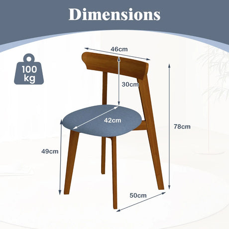 Mid-Century Modern Kitchen Chairs with Rubber Wood Frame and Padded Seat-Walunt