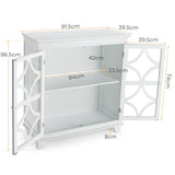 Buffet Sideboard Storage Cabinet with Glass Door for Kitchen Hallway -White