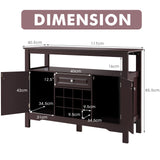 Modern Dining Buffet Cabinet with Wine Rack &amp; 2 Cabinets &amp; Drawer-Coffee
