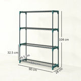 Outsunny 4-Tier Plant Stand Indoor Outdoor, Set of 2 Metal Plant Shelf with Rack Buckles for Easy Assembly, Flower Display Rack