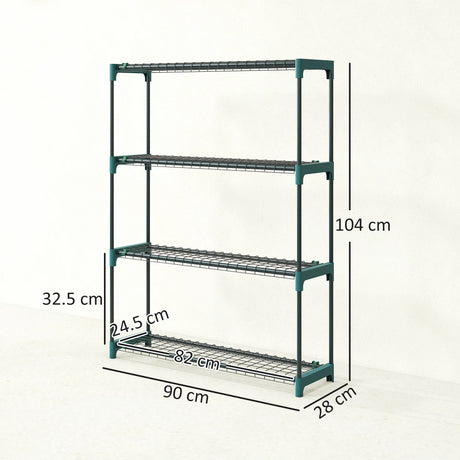 Outsunny 4-Tier Plant Stand Indoor Outdoor, Set of 2 Metal Plant Shelf with Rack Buckles for Easy Assembly, Flower Display Rack