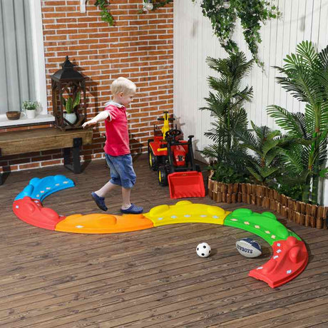 ZONEKIZ Kids Balance Beam, Kids 6 Pieces Stepping Stones Obstacle Course, for Ages 3-8 Years - Multicoloured