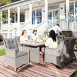 Outsunny Seven-Piece Rattan Dining Set - Mixed Grey