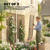 Outsunny Garden Trellis, Decorative Trellis Panels for Climbing Outdoor Plants, Natural Wood Finish