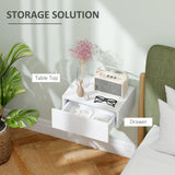HOMCOM Floating Bedside Table, Wall-Mounted Nightstand with Storage Drawer, Small Side End Table for Bedroom, White