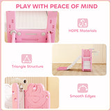 AIYAPLAY 5 in 1 Kids Slide Set with Basketball Hoop, Climbing Frame, Telescope, Storage Box for Toddlers Ages 1-3, Pink