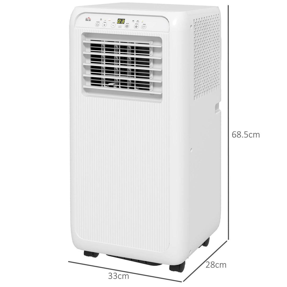 HOMCOM 9,000 BTU Mobile Air Conditioner for Room up to 28m2, with Dehumidifier, 24H Timer, Wheels, Window Mount Kit