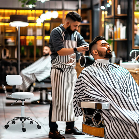 HOMCOM 360 Swivel Seat Salon Stool - White